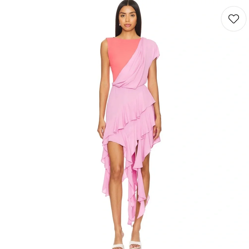 L’academie by Marianna Zita Midi Dress in Purple & Coral